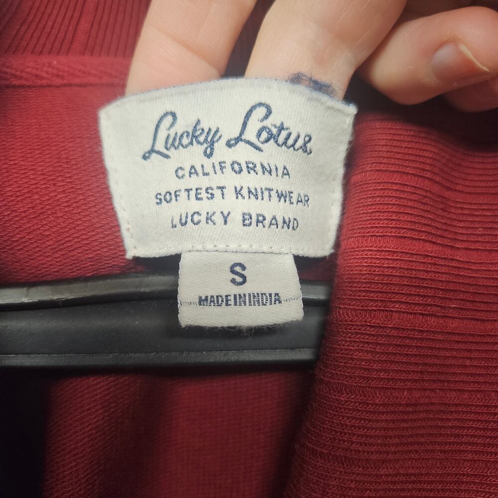 Lucky Brand Shawl Collar Button Front Cardigan Jacket Berry Burgundy - Picture 3 of 8